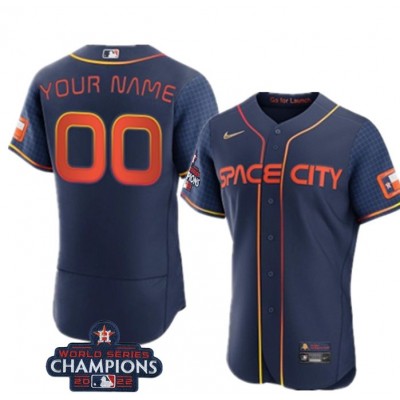 Houston Astros Active Player Custom Navy 2022 World Series Champions City Connect Flex Base Stitched Men's Nike MLB Jersey